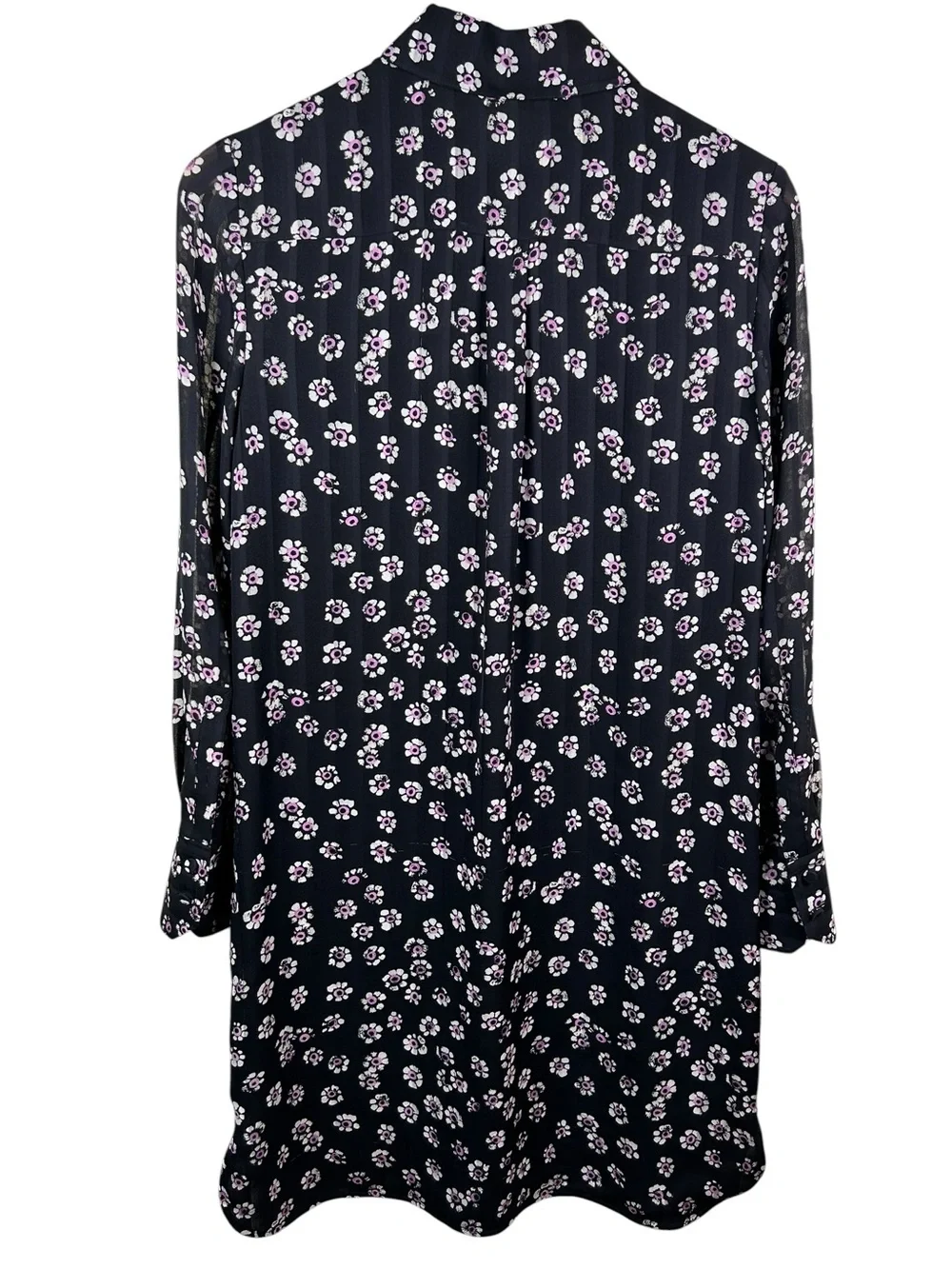 TORY‎ BURCH Avery Silk Floral Mini Shirt Dress Black Pink Size 4 Preppy Resort